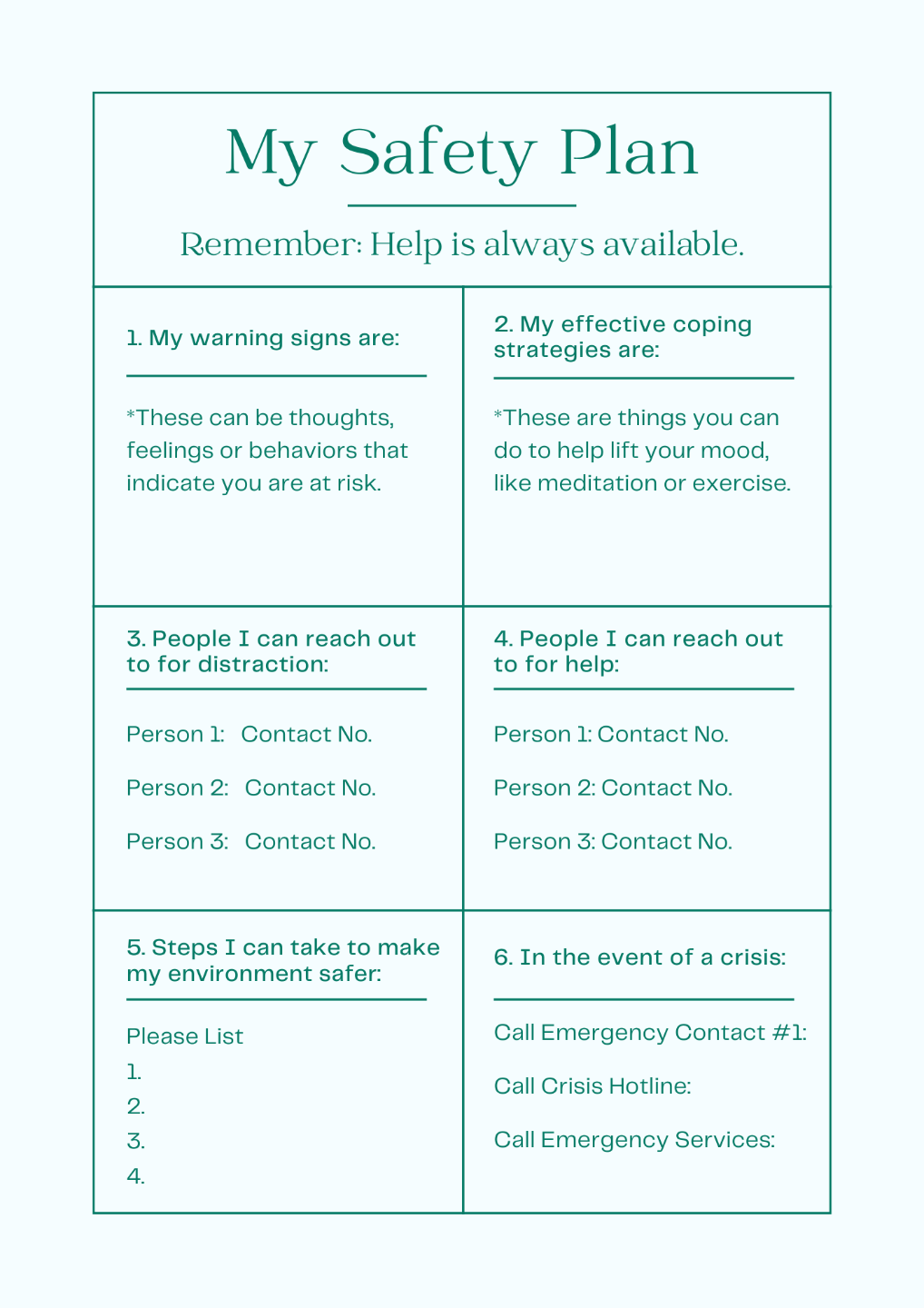 Safety Plan Download Safety Plan Download