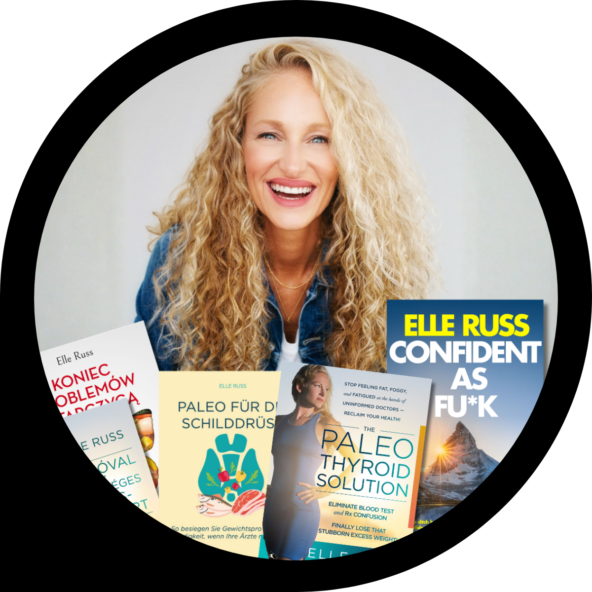 photo of elle russ with her books