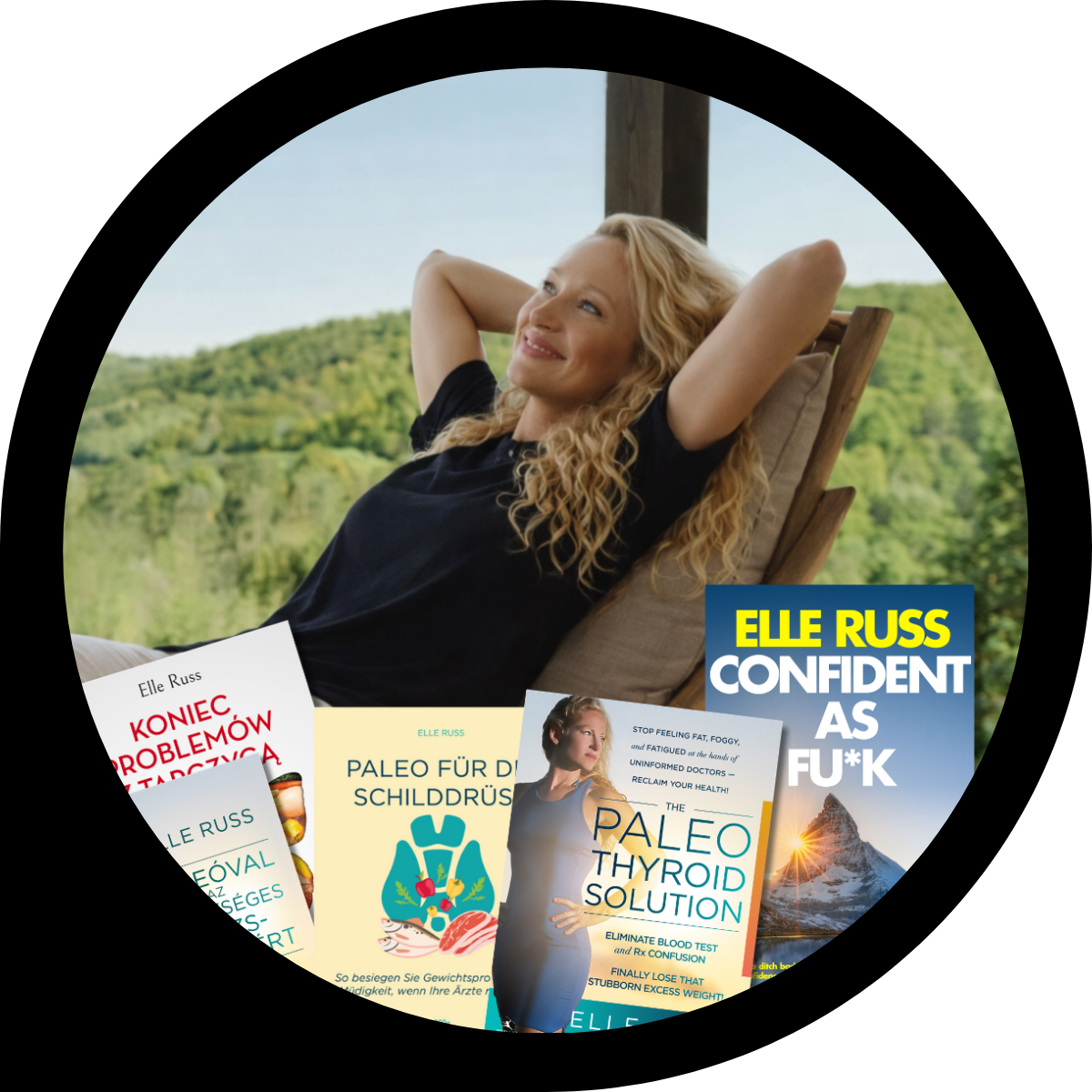 photo of elle russ with her books