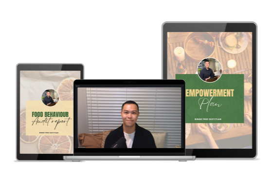 Malcolm Tang, binge free dietitian and accredited practising dietitian, supporting clients with binge eating, emotional eating, and overeating recovery through non-diet, food freedom approach.