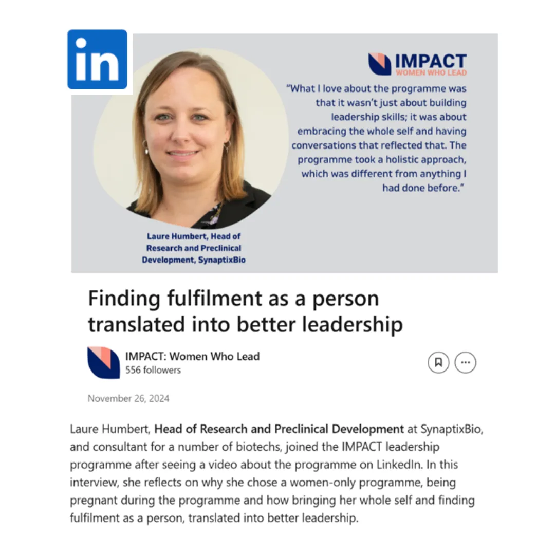 Testimonial Image: Finding fulfilment as a person translated into better leadership -  Laure Humbert