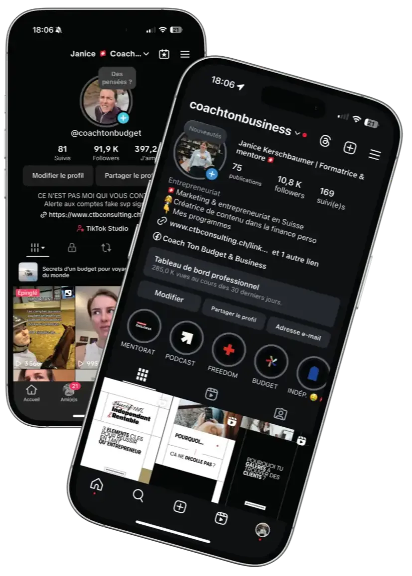 Capture d'écran des réseaux sociaux de de Coach Ton Business. 