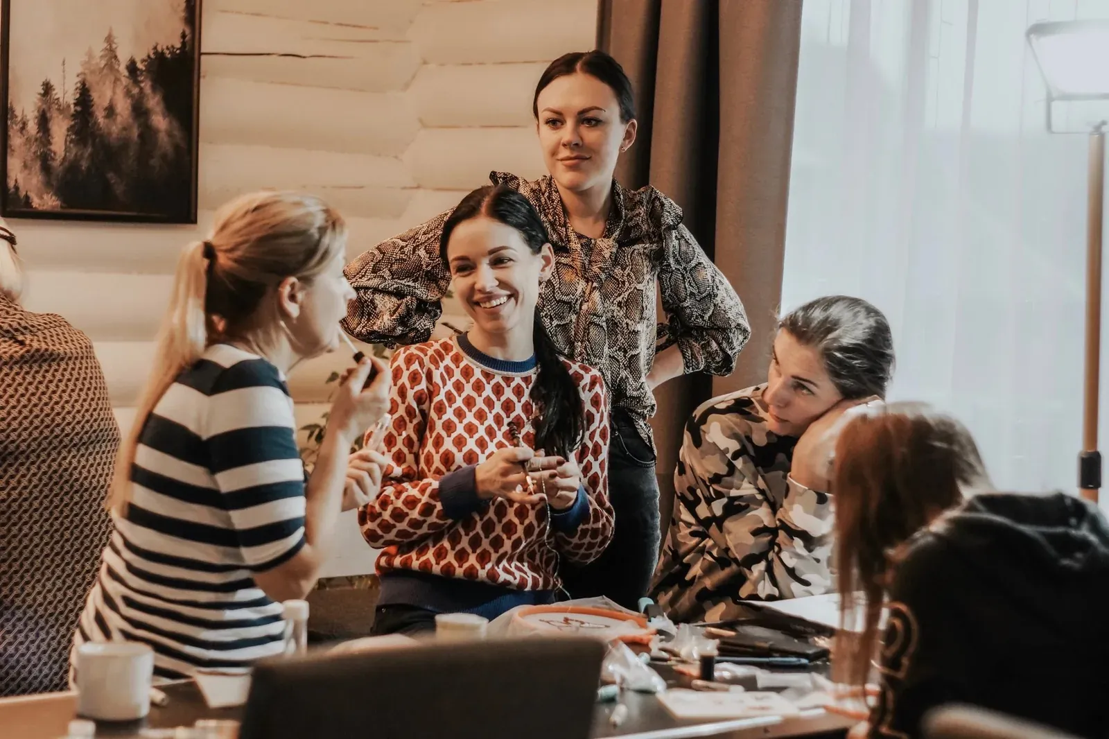Valerija Fic teaching a haute couture embroidery workshop