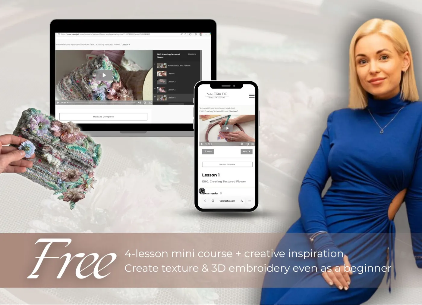 Free Luneville embroidery mini course preview with Valeria Fic