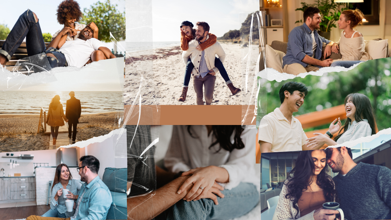 Collage of couples spending time together