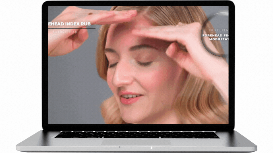 GIF of Valeriia doing forehead index rub