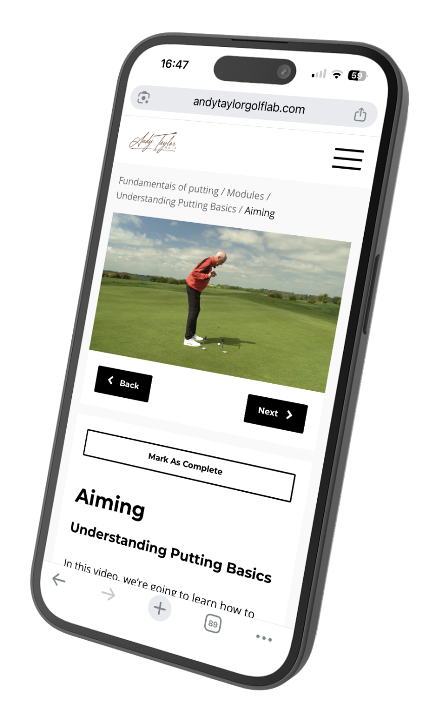 The Golf Lab App on a Mobile Phone