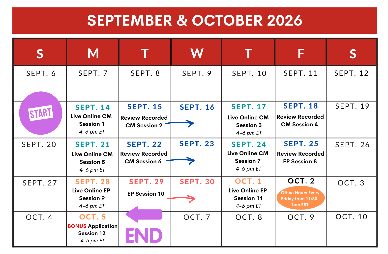 READY, Set, Change! Fall Training Schedule