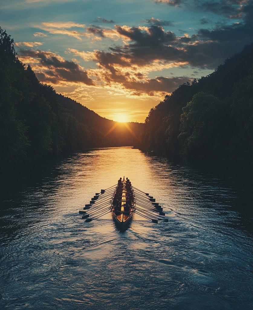 rowing in same direction photo