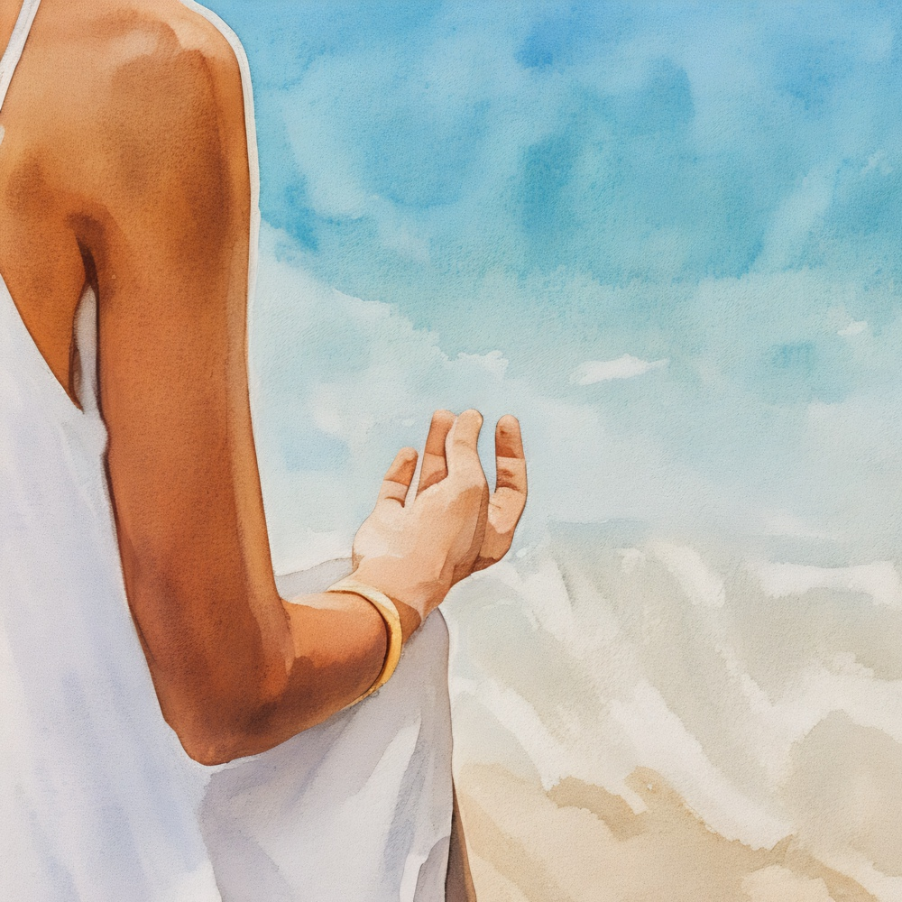 Photo of a Woman Sitting on Beach in Peaceful Meditation by Haute Stock