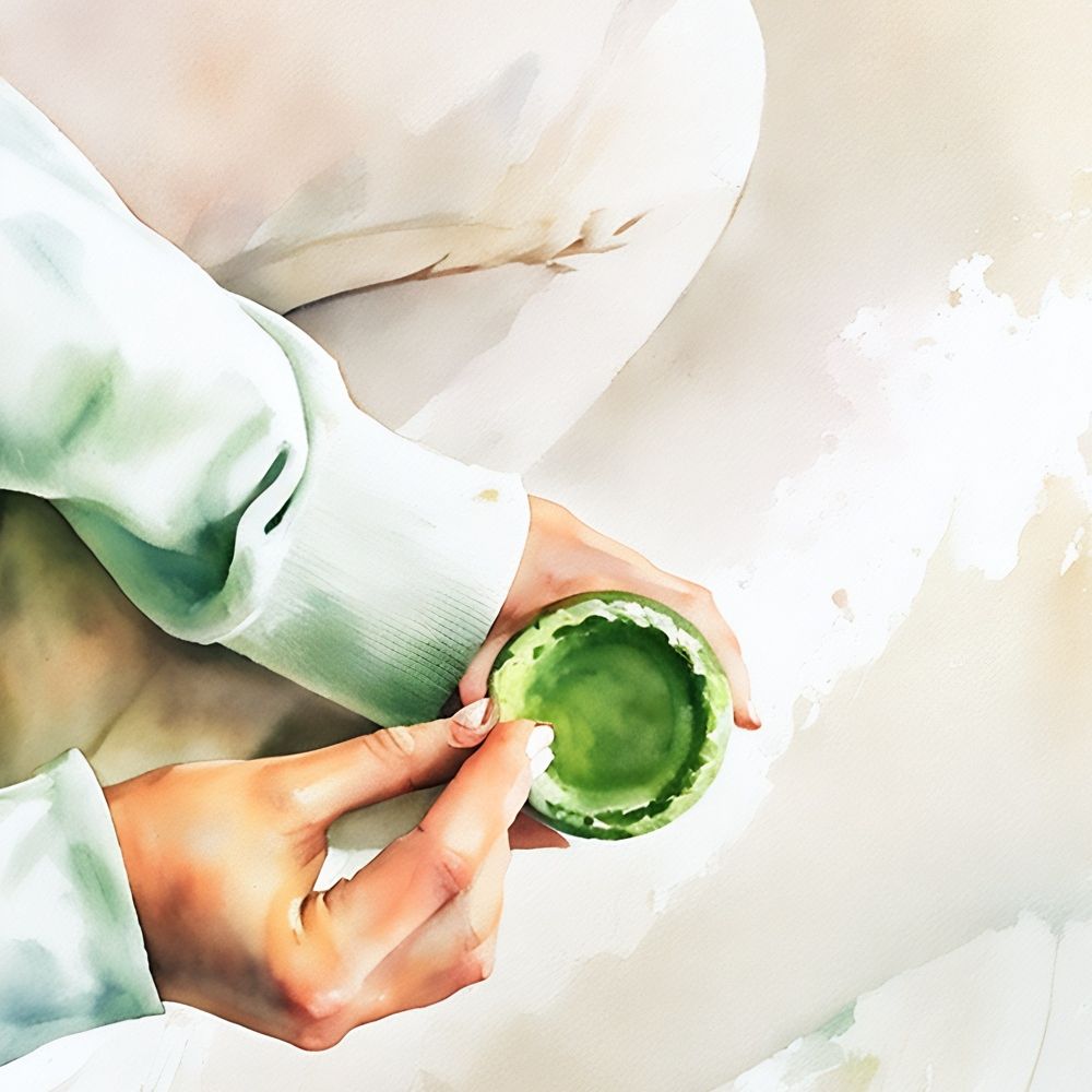 Photo of a Determined Woman Stirring Her Matcha Latte by Haute Stock
