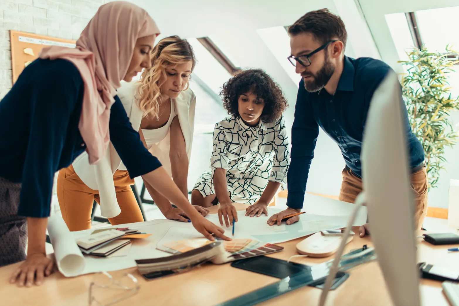 diverse team working together