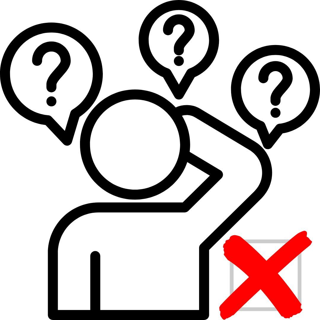 Confused x-ray student surrounded by question marks representing uncertainty and decision-making