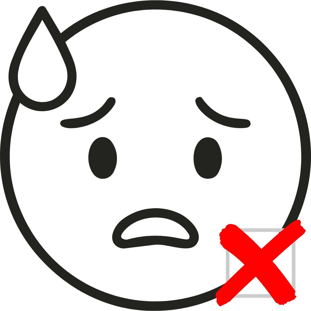 Worried face with sweat drop representing anxiety and stress