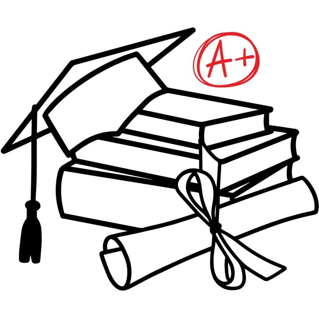 Academic achievement with graduation cap books and diploma