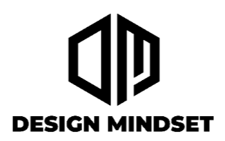 Design Mindset logo in black and white with the words design mindset
