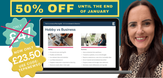 Sonia Lamb next to laptop screen showing the course online and £47 label to the left