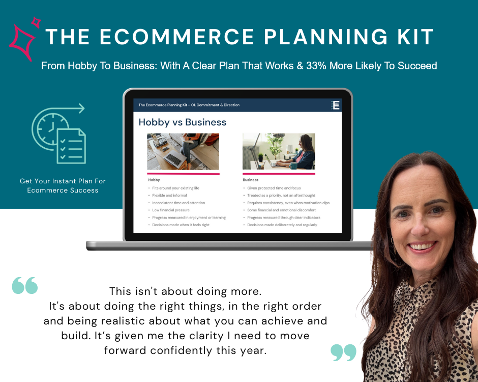 The Ecommerce Planning Kit Course Shown On a Laptop Screen
