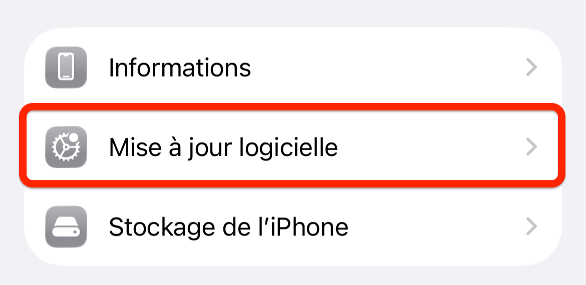 Mise à jour logicielle dans Général
