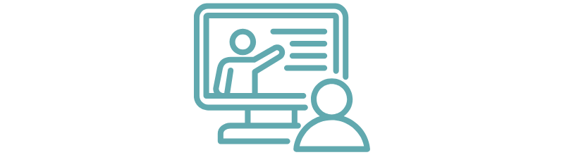 Icon representing an instructor presenting Healing Touch techniques during an online practice group session.