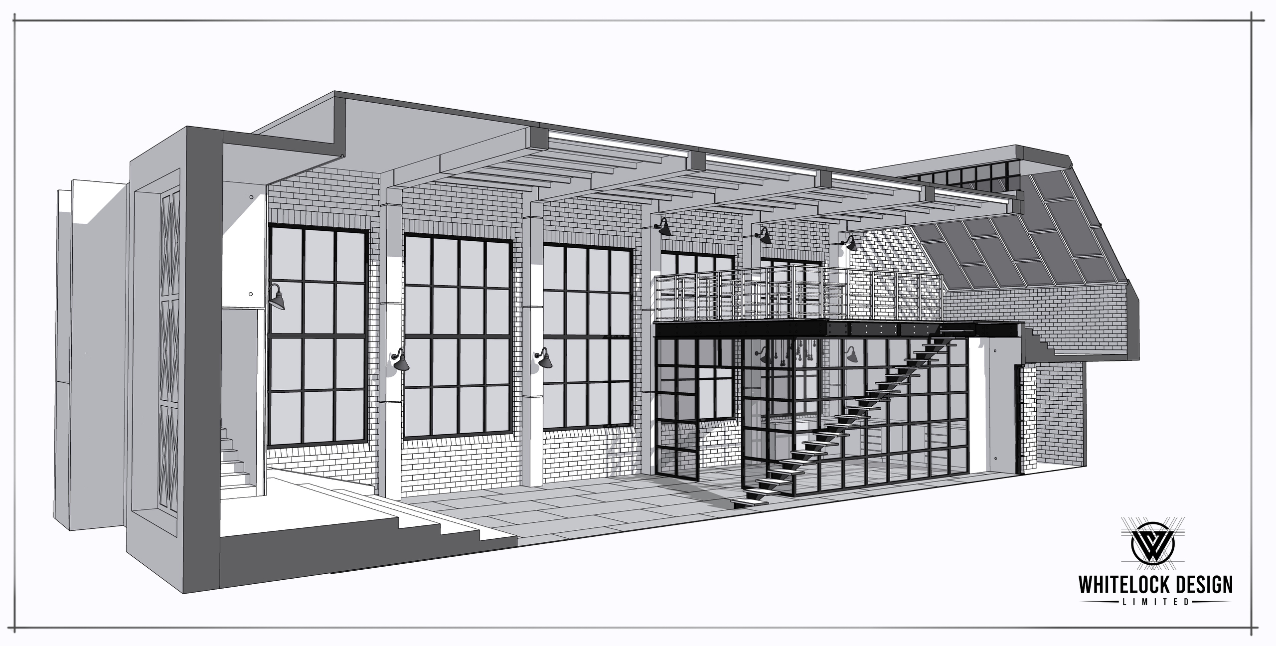 Cross section of the New York loft apartment modelled in sketch