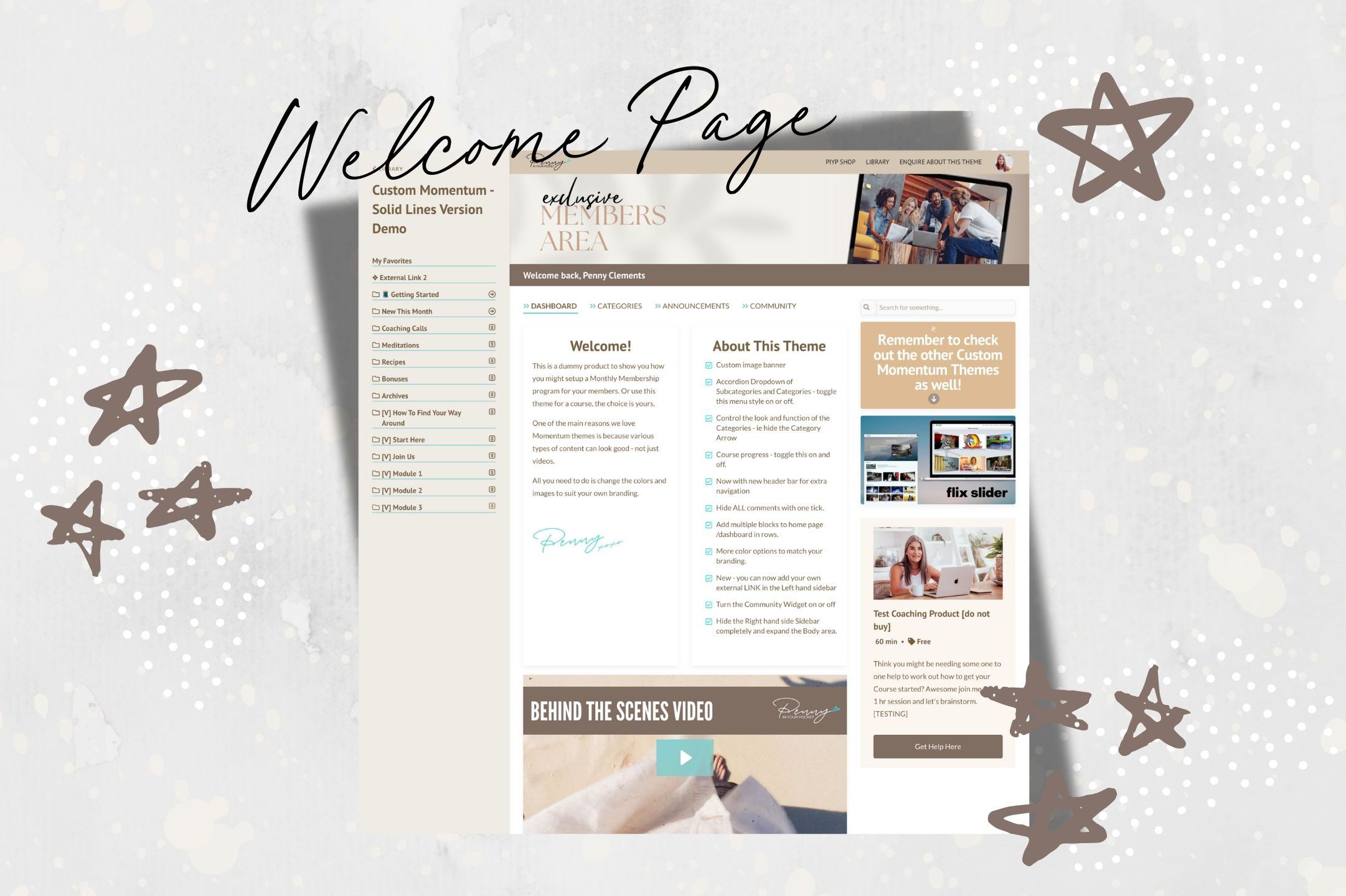Kajabi Product Theme - Solid Lines Template for Courses