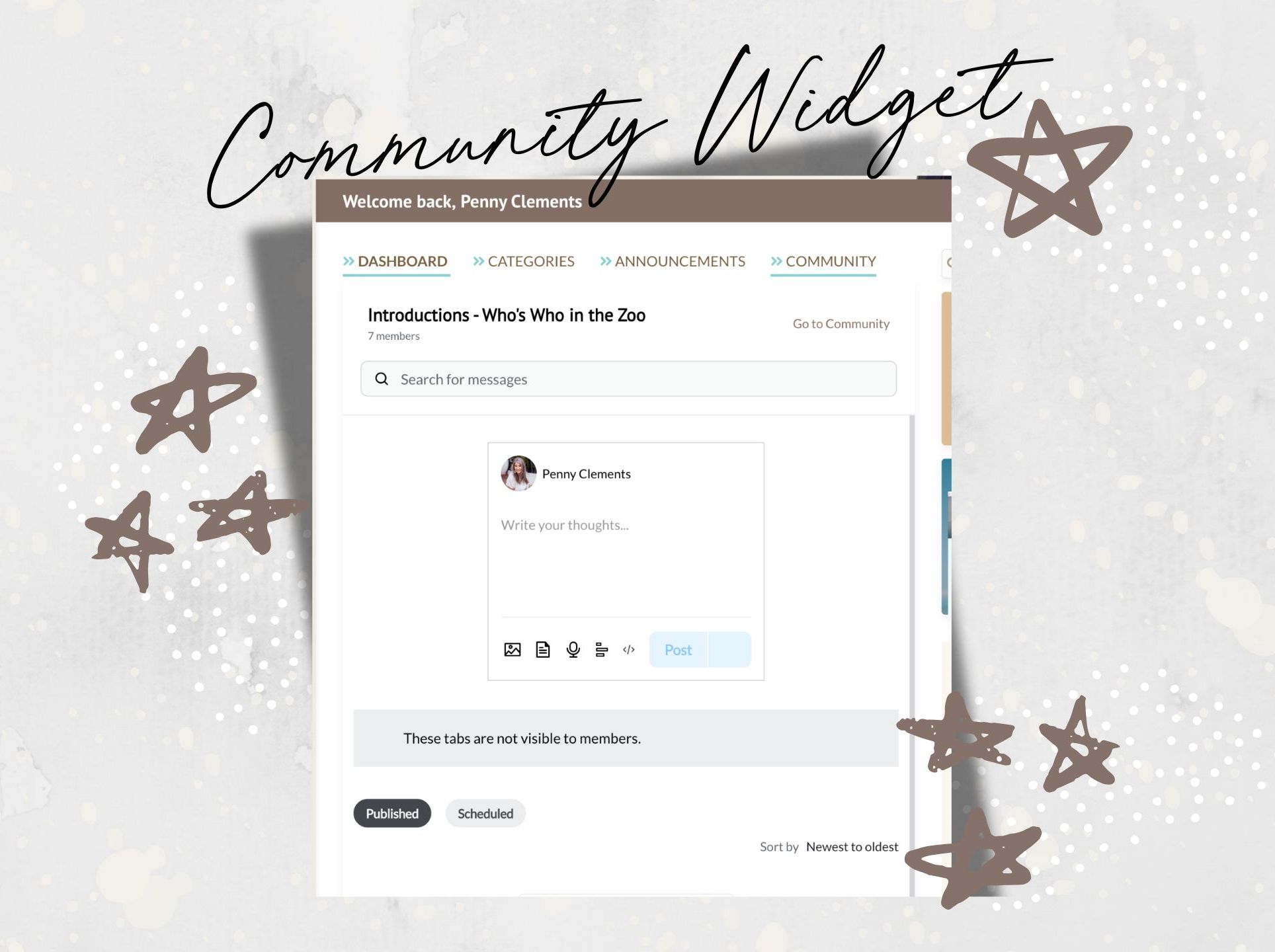 Kajabi Product Theme - Solid Lines - Mockup of Community Widget