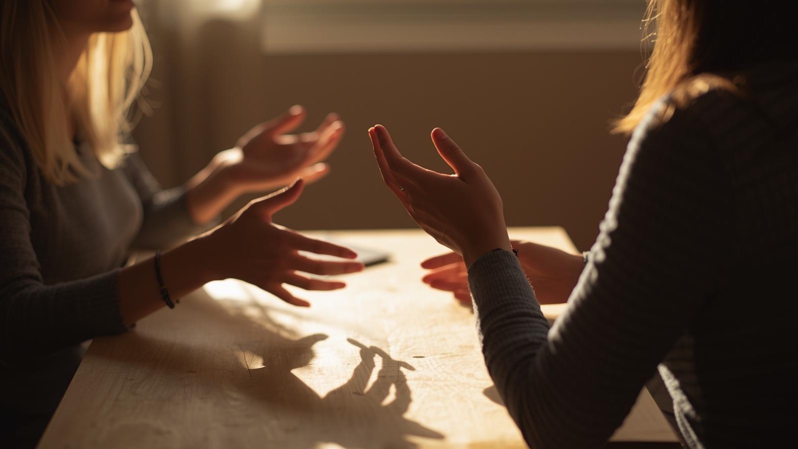 Women in coaching session sitting at table