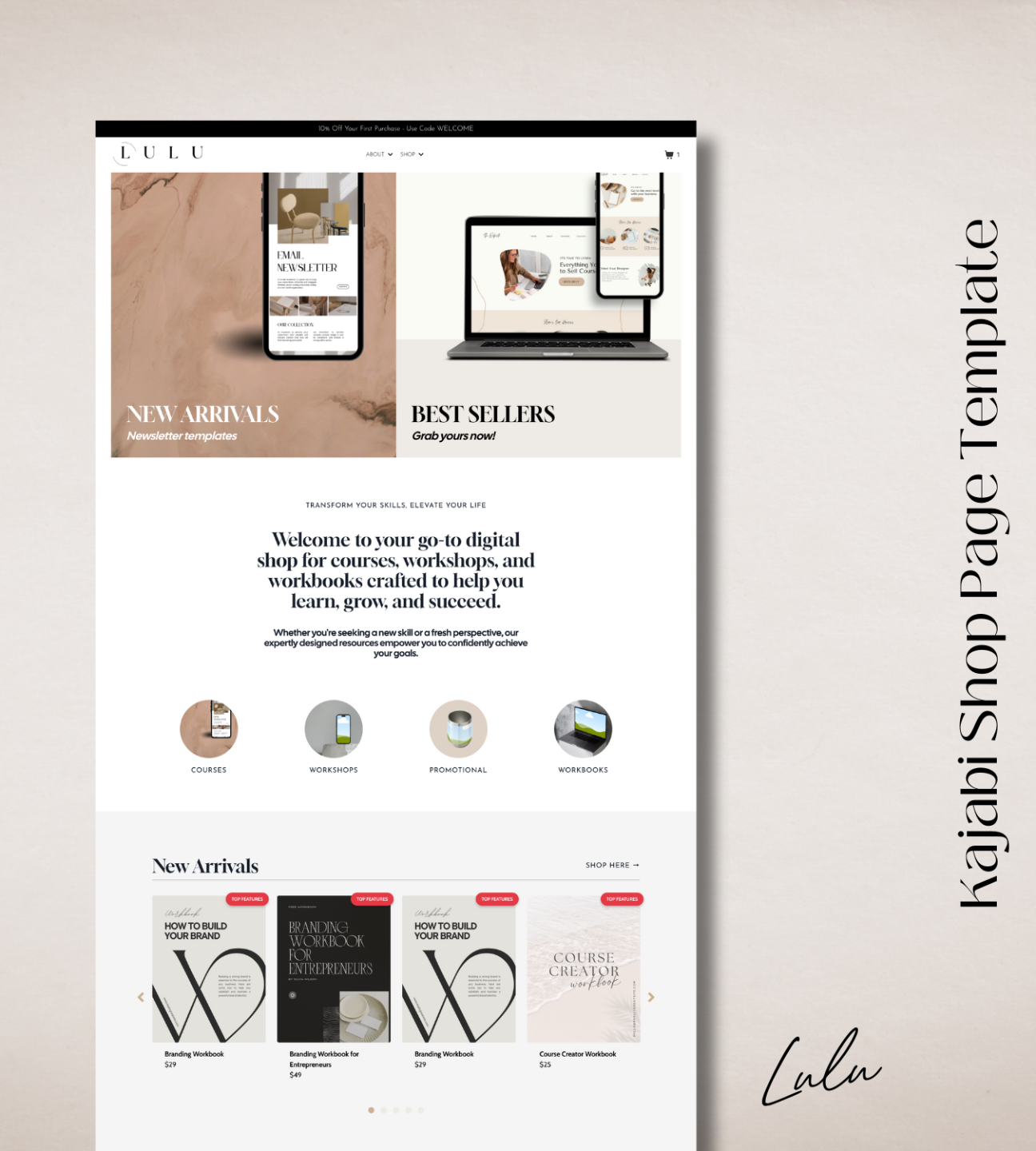 Lulu Shopping Page Kit- Kajabi Template Mockup