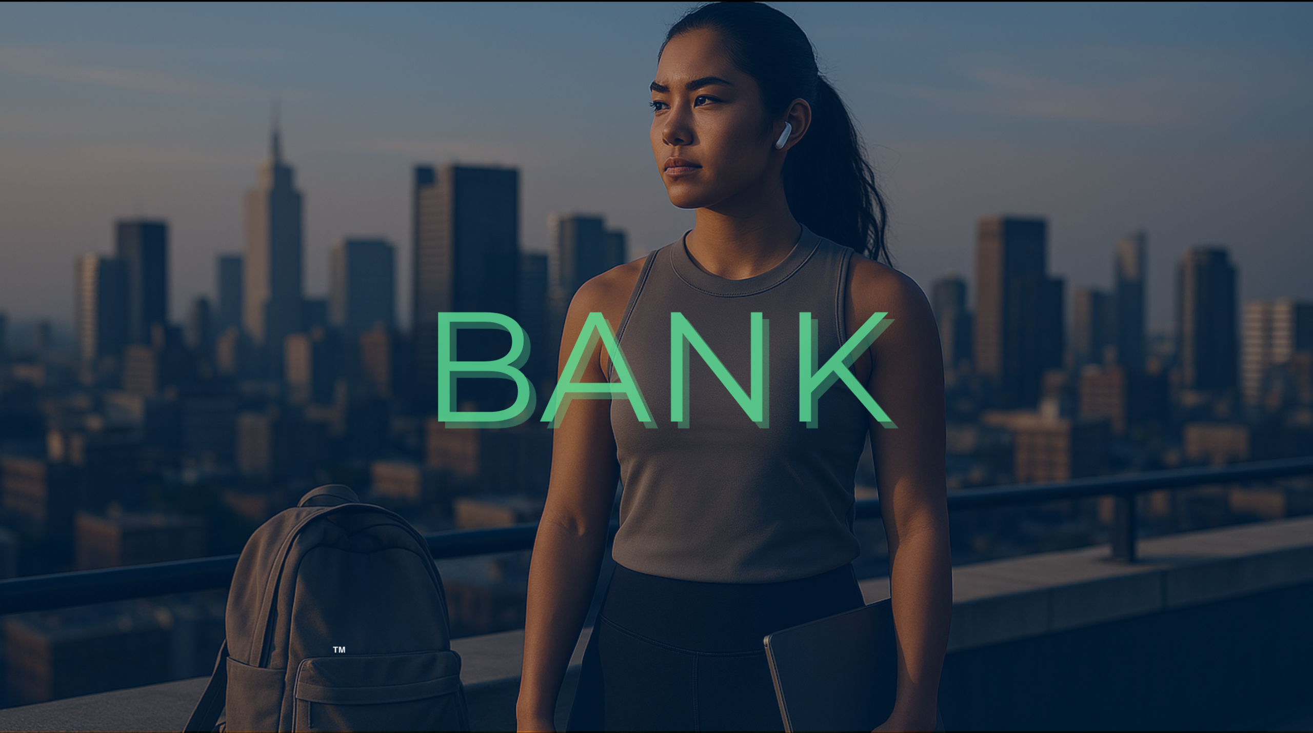 Modern Latina or Asian female athlete on a rooftop with city skyline behind her — representing deals, financial confidence, and ownership.