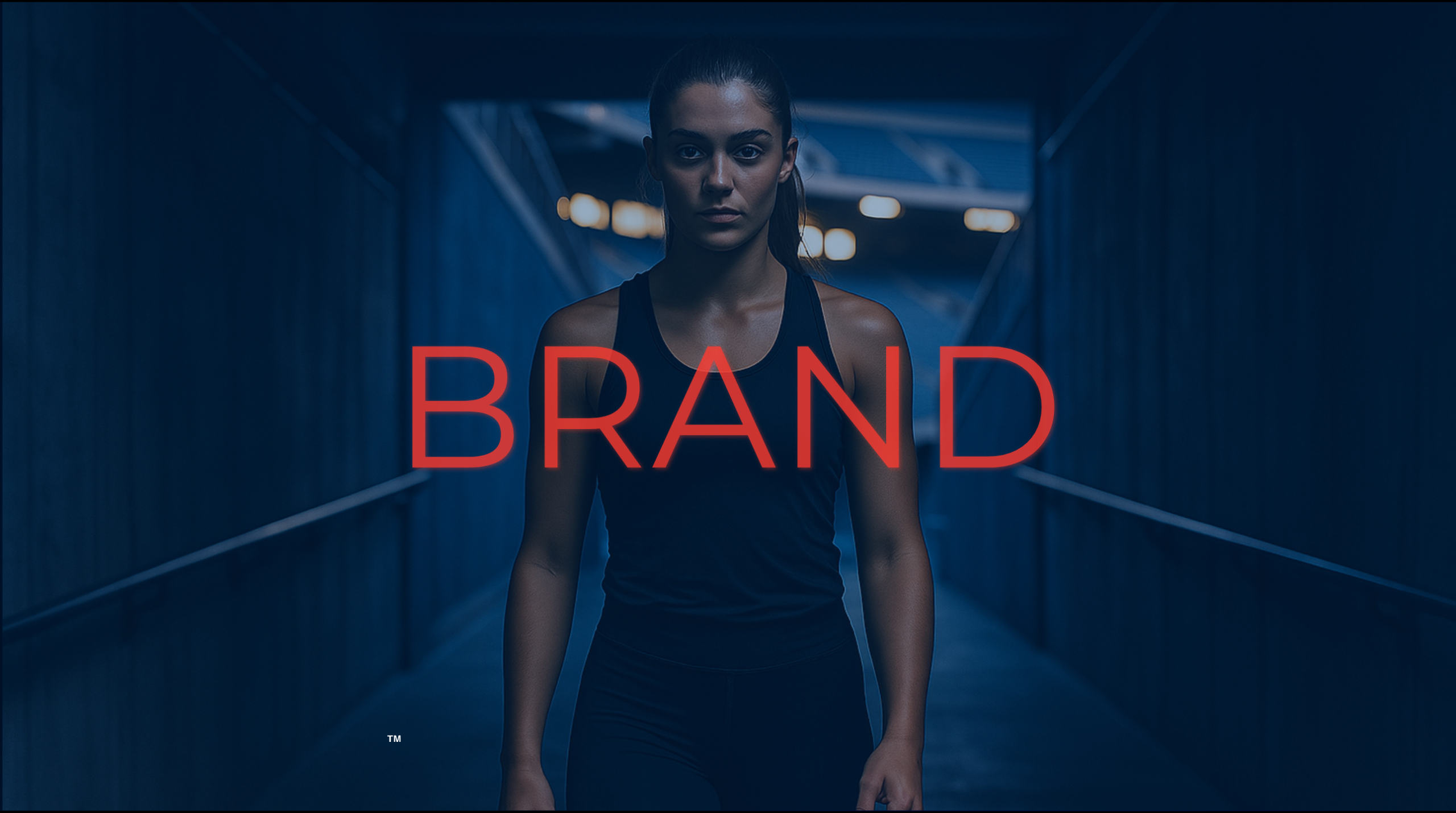 Confident female athlete standing in a tunnel, facing forward with intensity — representing personal brand identity and clarity.