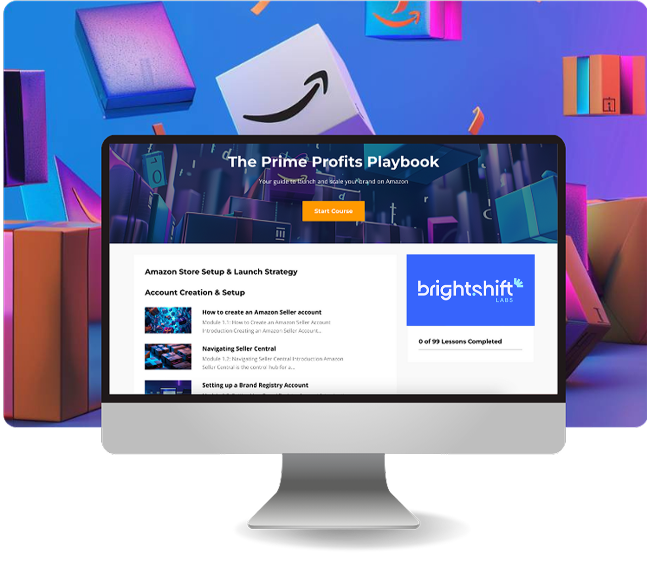 amazon fba training course dashboard screenshot with modules overview