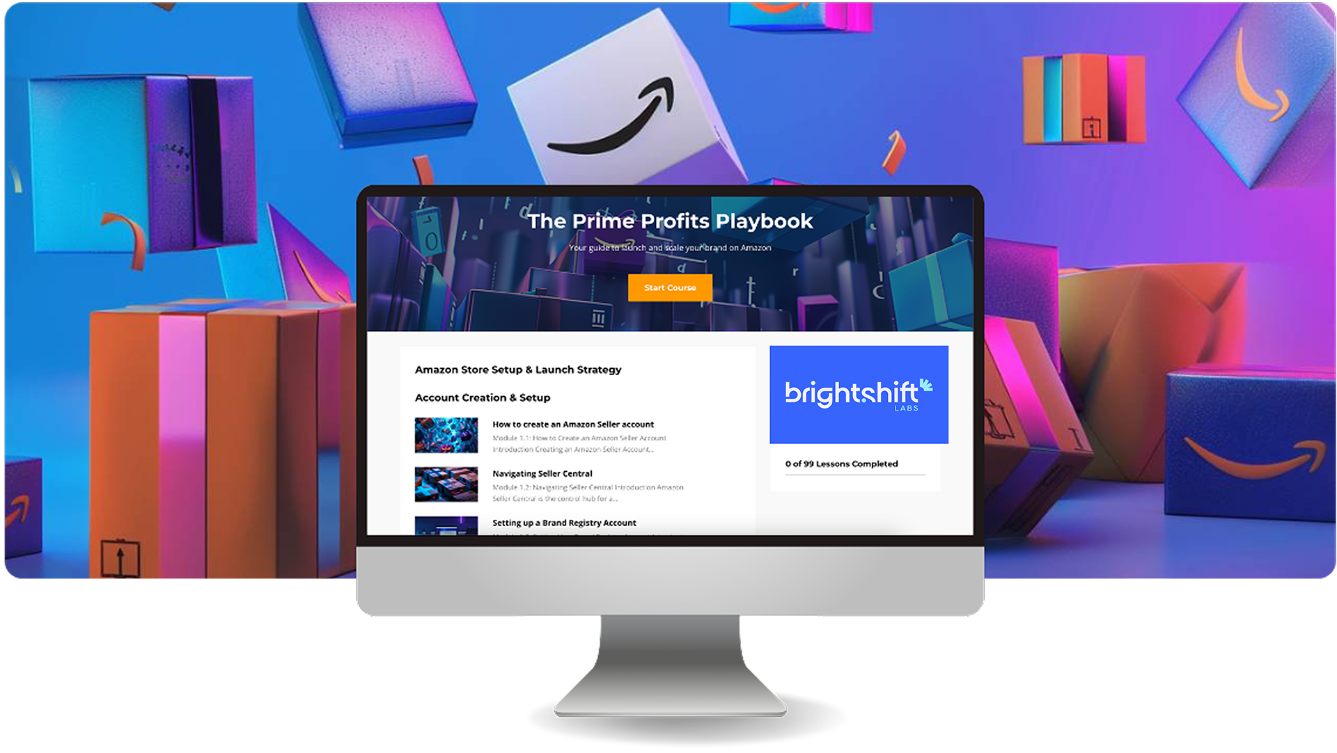 amazon fba training course dashboard screenshot with modules overview