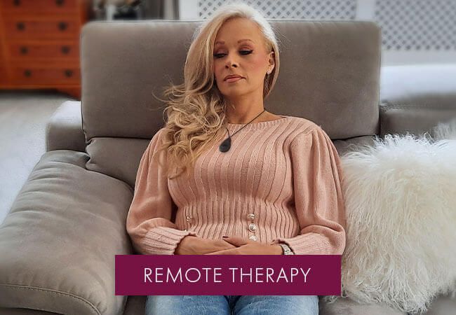 Bioresonance therapy Client having remote bioresonance therapy in her own home