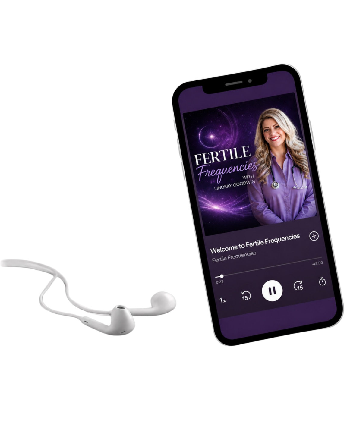Fertile Frequencies fertility podcast hosted by Lindsay Goodwin covering IVF, infertility, spirit babies, fertility health, hormones, and conscious conception.