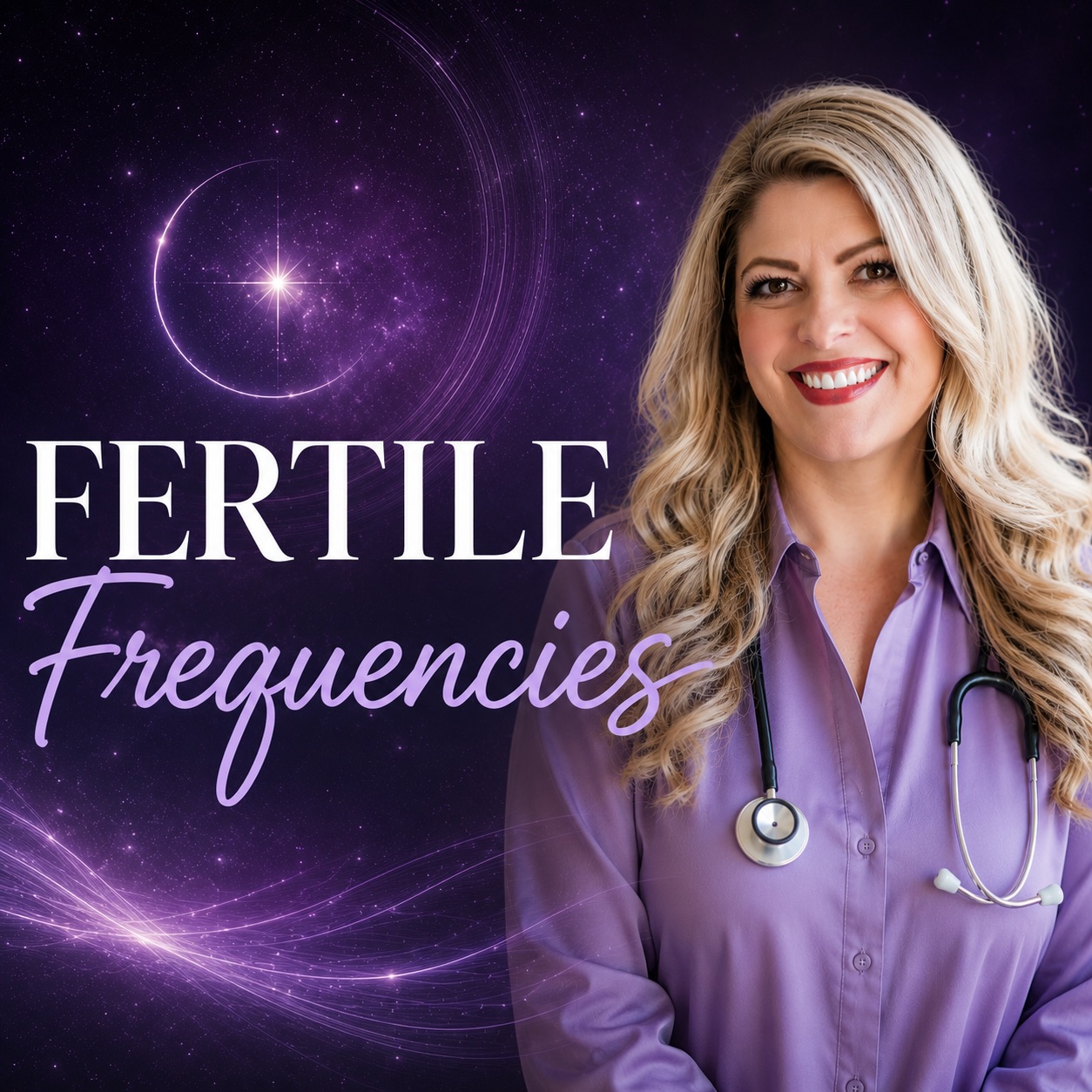 Fertile Frequencies fertility podcast hosted by Lindsay Goodwin exploring IVF, infertility, spirit babies, reproductive health, fertility wellness, and mind-body healing.