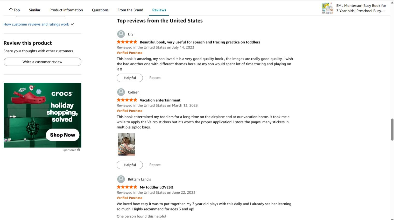 Preschool busy book learning resources