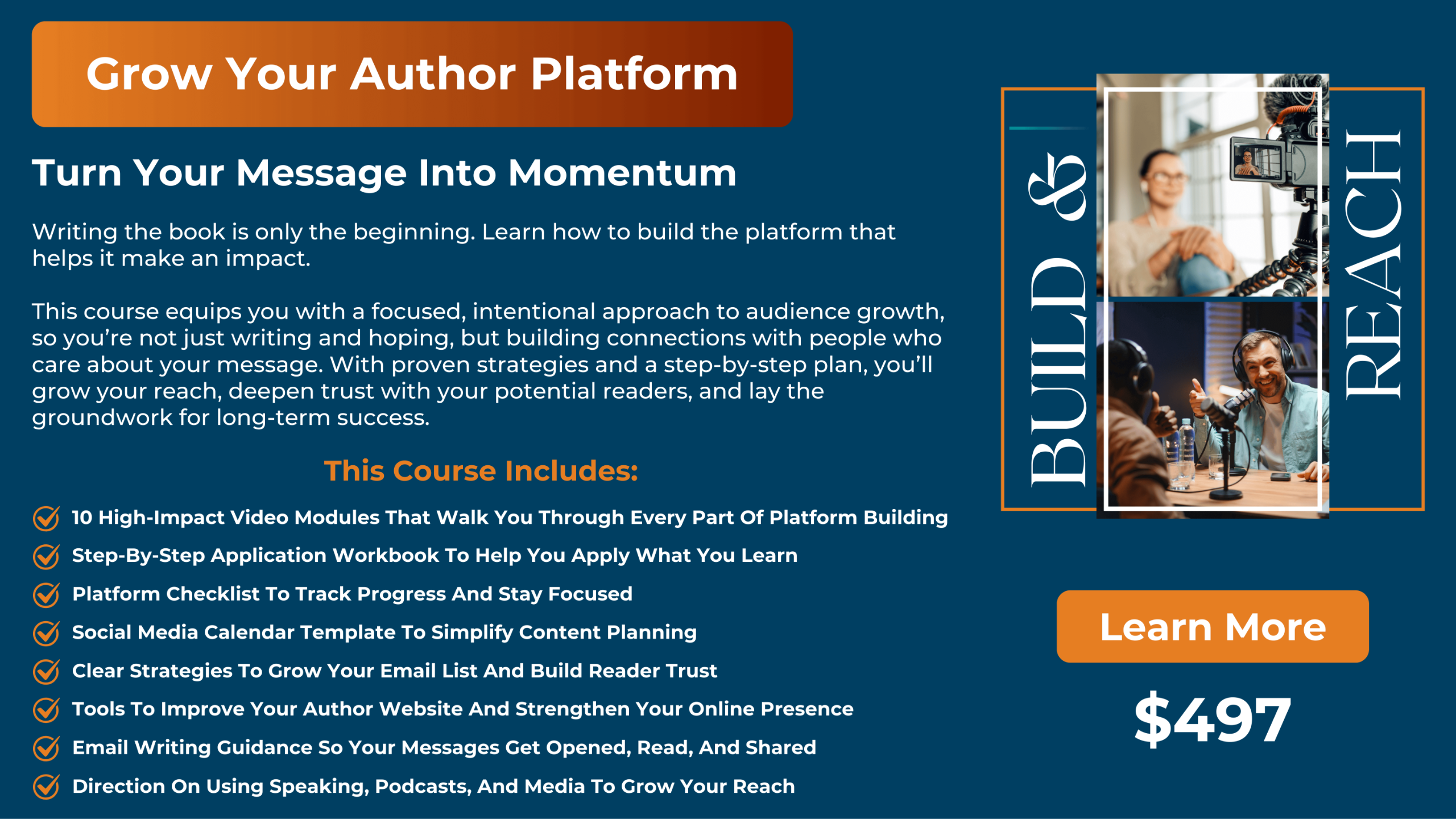 How to Get Noticed and Sell More Books  Your platform is the number one obstacle you need to overcome to sell books and get published. Learn how to reach readers, expand your influence, and direct your efforts to grow your author platform.