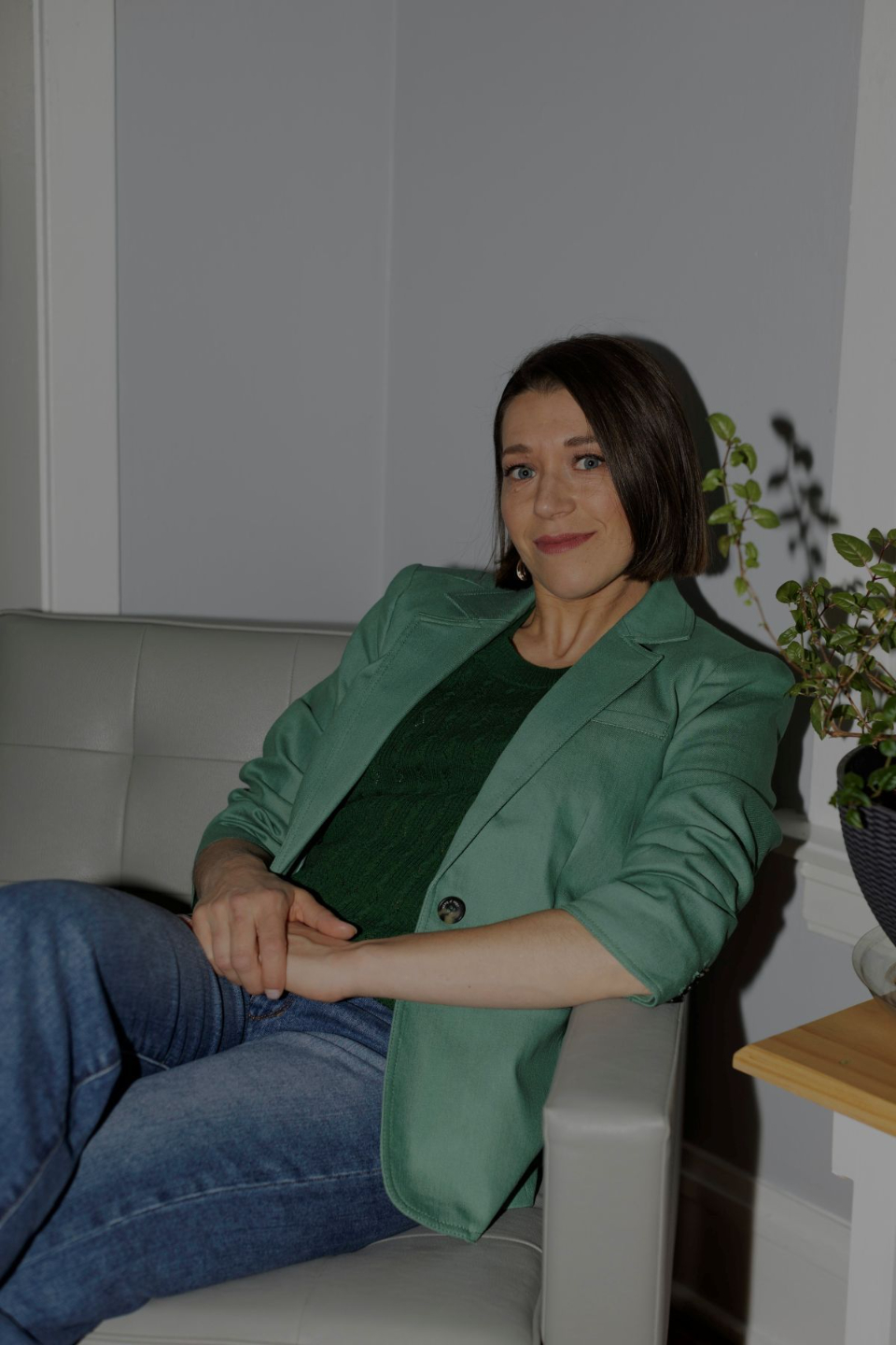 Jessi Sheehan in a green blazer