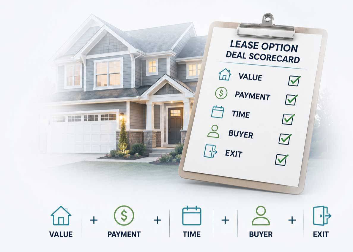 Lease option deal scorecard evaluating value payment time buyer and exit