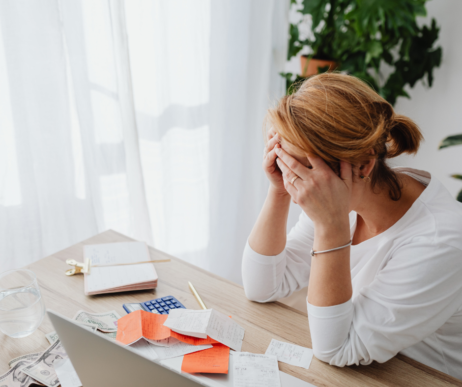 Woman stressed about spreadsheets
