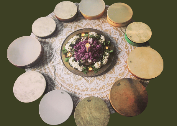 frame drums in a circle
