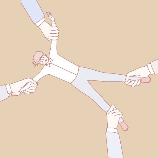Infographic of a woman being pulled in many directions 