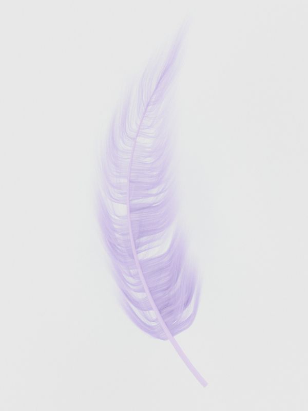 Soft purple feather floating in calm air symbolising peace and anxiety relief - Retrained Minds Hypnotherapy.