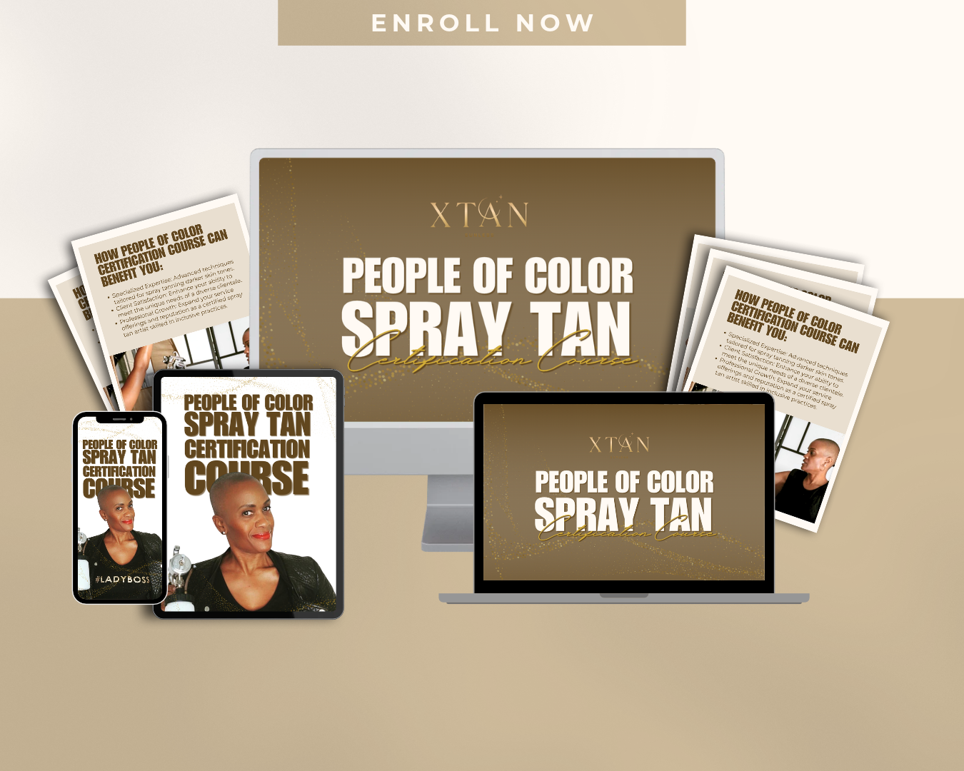 X-Tan Sunless Spray Tan Certification Course with downloadable spray tan resources.