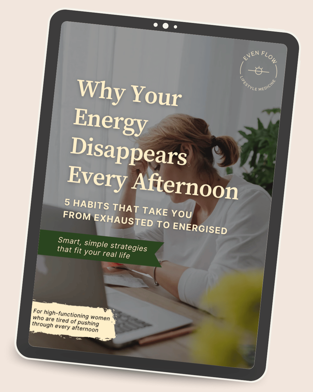 Download the free No-Crash Energy Guide: 5 evidence-based habits to end afternoon energy crashes. Designed for overwhelmed professional women. No meal prep required.