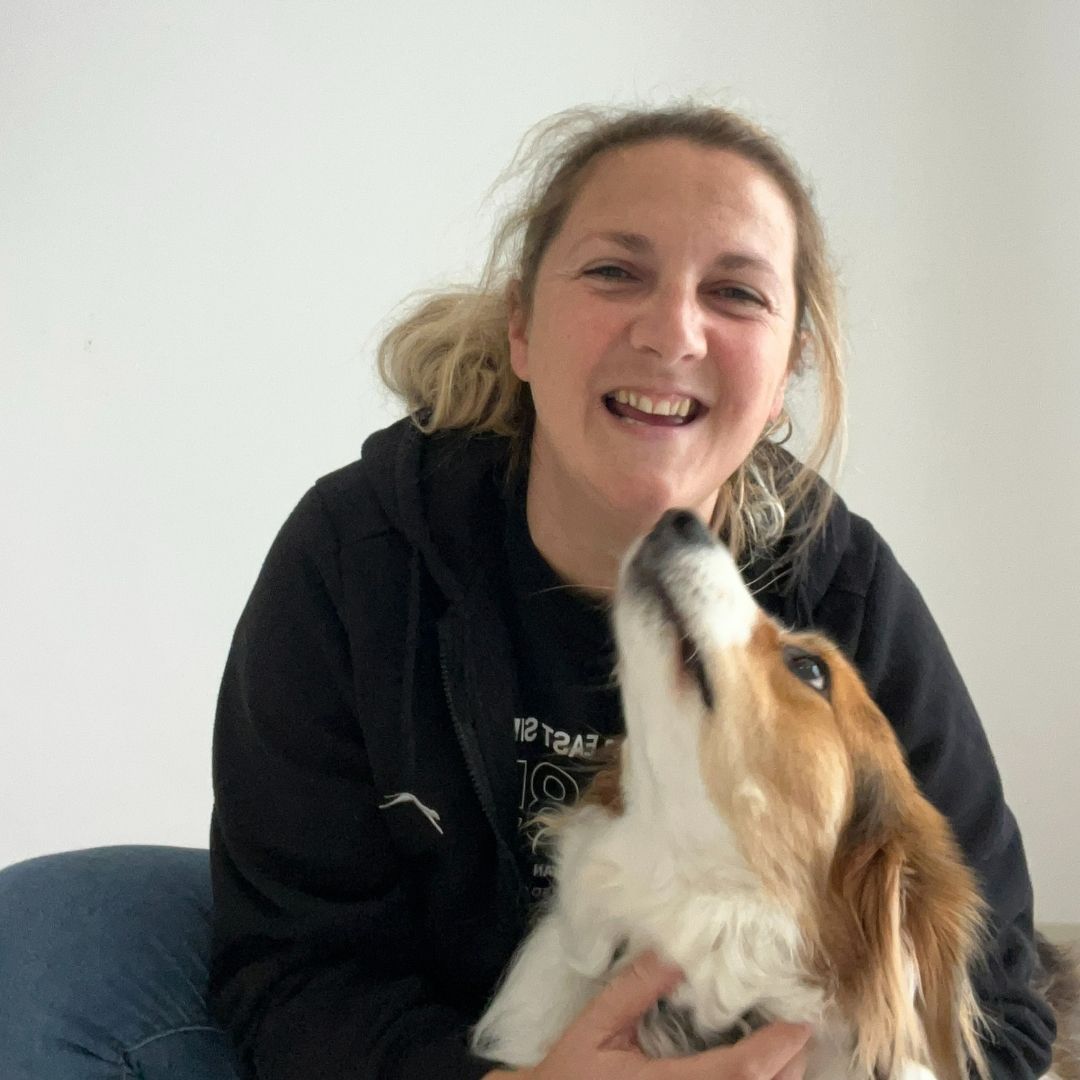 Helen Nuttall dog trainer with her rescue dog Sasha 