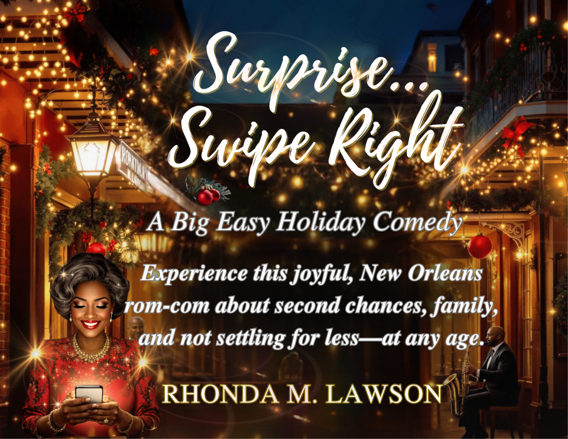 Surprise... Swipe Right: A Big Easy Holiday Comedy — a romantic comedy novel by Dr. Rhonda M. Lawson, winner of the 2026 International Impact Book Award