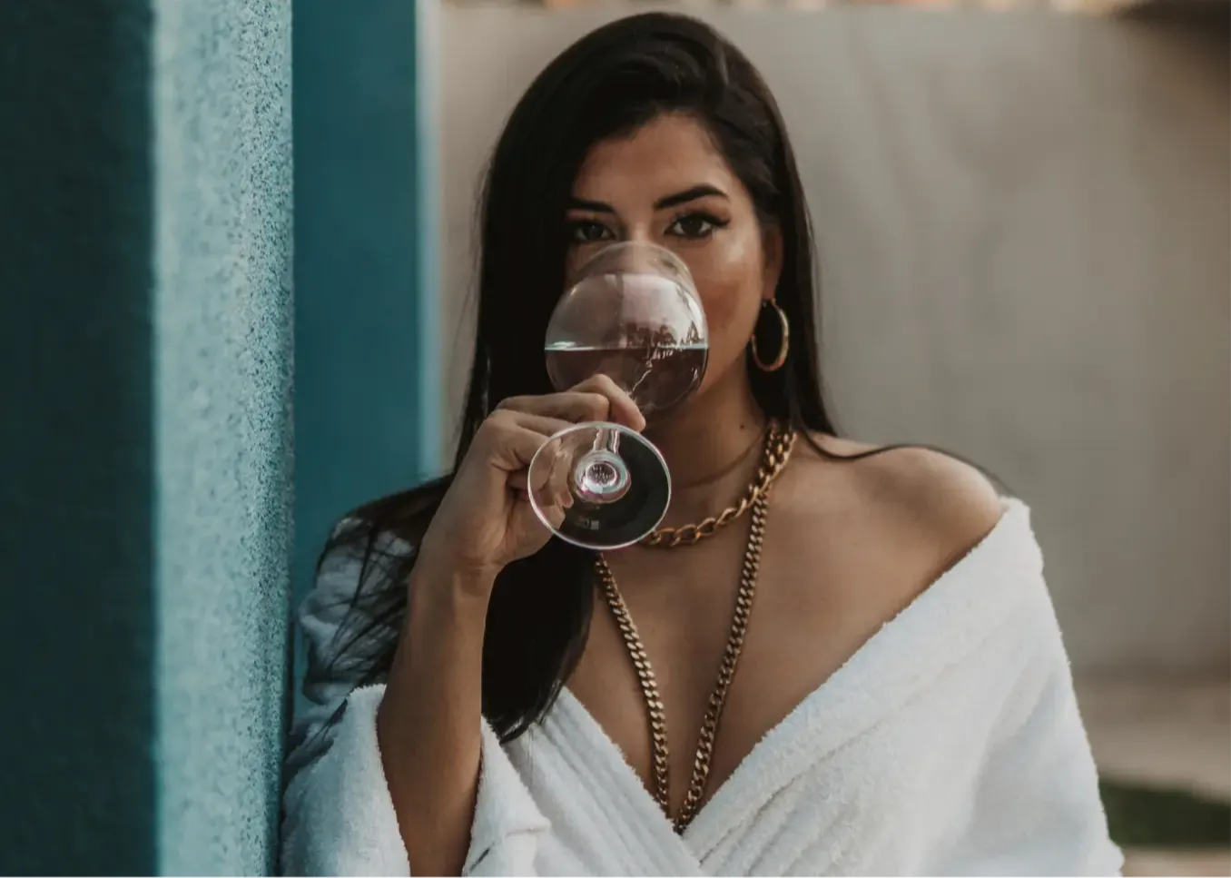 Woman drinking wine