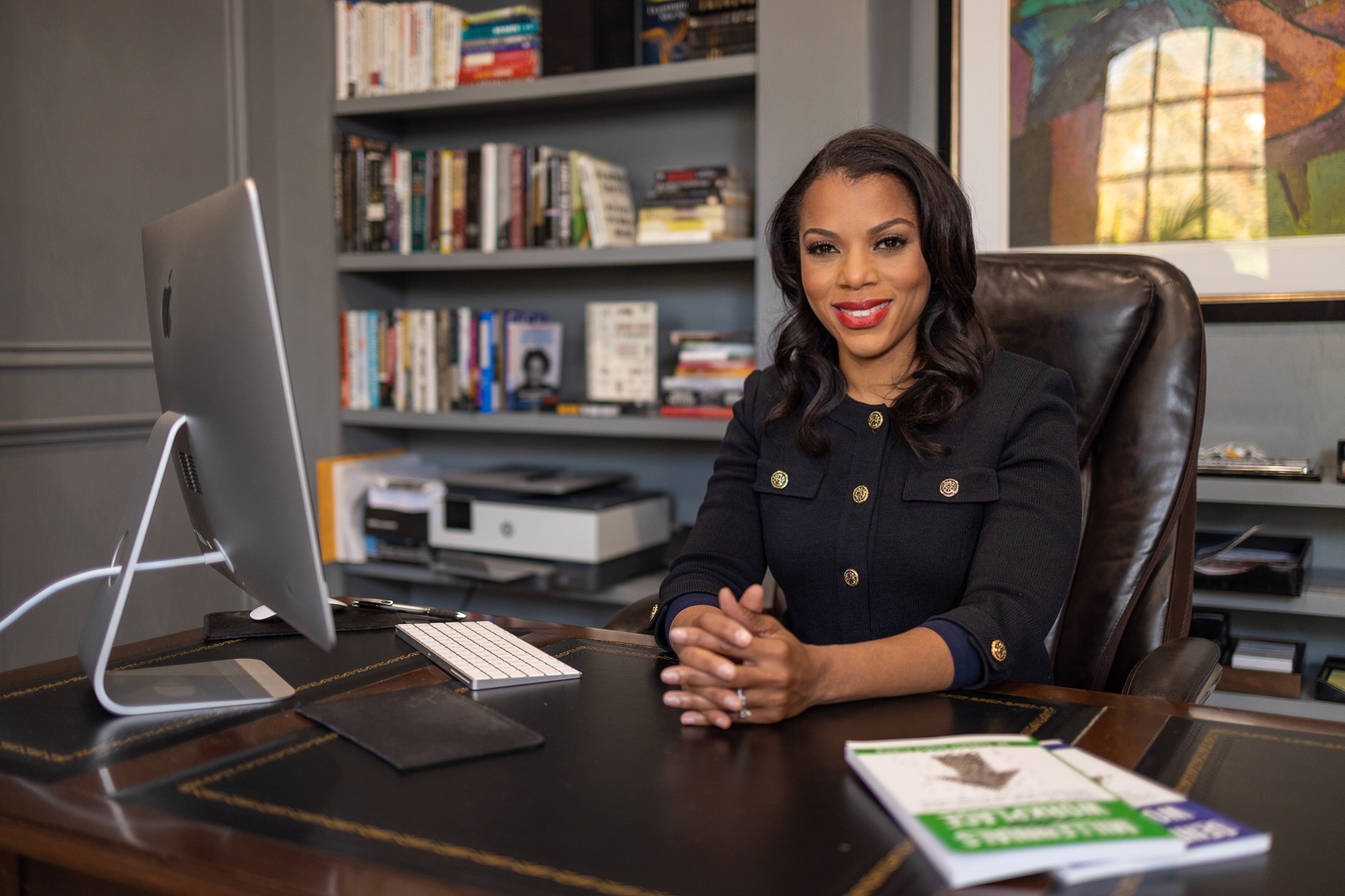 Dr. Candace Steele Flippin, a communications executive and leadership researcher, at her desk in Atlanta.